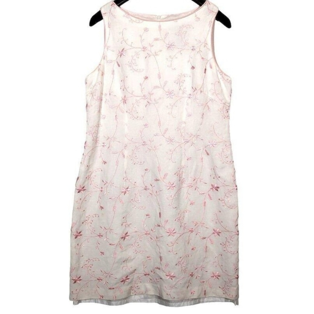 Jessica Howard Vintage White Sleeveless Knee-Length Sheath Dress Size 4 P